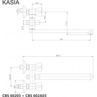 Nástěnná baterie do bytového jádra KASIA - ramínko 30 cm - chromová