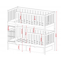 Dětská patrová postel z masivu borovice MICHAELA se šuplíky - 200x90 cm - BÍLÁ