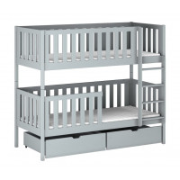 Dětská patrová postel z masivu borovice MICHAELA se šuplíky - 200x90 cm - ŠEDÁ