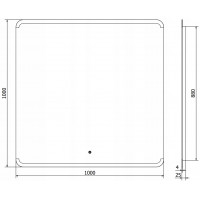 Čtvercové zrcadlo MEXEN NIDA 100x100 cm - s LED podsvícením a vyhříváním, 9806-100-100-611-00