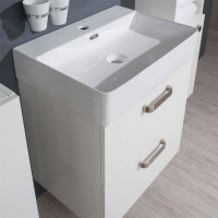 Koupelnová závěsná skříňka LENY s keramickým umyvadlem 60 cm - bíla