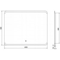 Obdélníkové zrcadlo MEXEN NIDA 100x80 cm - s LED podsvícením a vyhříváním, 9806-100-080-611-00