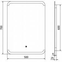 Obdélníkové zrcadlo MEXEN NIDA 50x70 cm - s LED podsvícením a vyhříváním, 9806-050-070-611-00