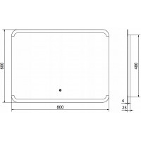 Obdélníkové zrcadlo MEXEN NIDA 80x60 cm - s LED podsvícením a vyhříváním, 9806-080-060-611-00