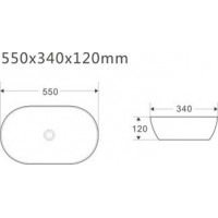 Skleněné umyvadlo na desku LEIDEN 55×34×12 cm