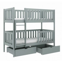 Dětská patrová postel z masivu borovice MICHAELA se šuplíky - 200x90 cm - ŠEDÁ