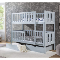 Dětská patrová postel z masivu borovice MICHAELA se šuplíky - 200x90 cm - ŠEDÁ