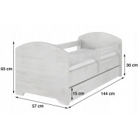 Dětská postel OSKAR -140x70 cm - BEZ MOTIVU - tmavě šedá