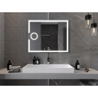 Obdélníkové zrcadlo MEXEN ONYX 100x80 cm - s LED podsvícením, zvětšovací lupou a vyhříváním, 9813-100-080-611-00