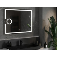Obdélníkové zrcadlo MEXEN ONYX 100x80 cm - s LED podsvícením, zvětšovací lupou a vyhříváním, 9813-100-080-611-00