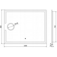 Obdélníkové zrcadlo MEXEN ONYX 100x80 cm - s LED podsvícením, zvětšovací lupou a vyhříváním, 9813-100-080-611-00