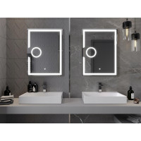 Obdélníkové zrcadlo MEXEN ONYX 60x80 cm - s LED podsvícením, zvětšovací lupou a vyhříváním, 9813-060-080-611-00