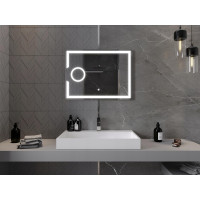 Obdélníkové zrcadlo MEXEN ONYX 80x60 cm - s LED podsvícením, zvětšovací lupou a vyhříváním, 9813-080-060-611-00