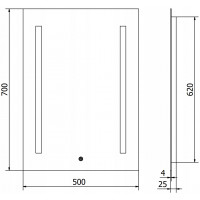 Obdélníkové zrcadlo MEXEN REMI 50x70 cm - s LED podsvícením a vyhříváním, 9804-050-070-611-00