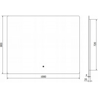 Obdélníkové zrcadlo MEXEN SUN 100x80 cm - s LED podsvícením a vyhříváním, 9807-100-080-611-00