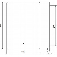 Obdélníkové zrcadlo MEXEN SUN 50x70 cm - s LED podsvícením a vyhříváním, 9807-050-070-611-00