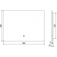 Obdélníkové zrcadlo MEXEN SUN 80x60 cm - s LED podsvícením a vyhříváním, 9807-080-060-611-00