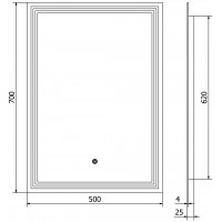 Obdélníkové zrcadlo MEXEN TACO 50x70 cm - s LED podsvícením a vyhříváním, 9805-050-070-611-00