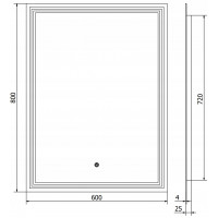 Obdélníkové zrcadlo MEXEN TACO 60x80 cm - s LED podsvícením a vyhříváním, 9805-060-080-611-00