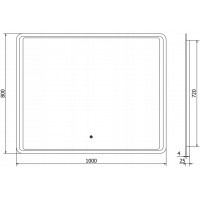 Obdélníkové zrcadlo MEXEN ZUSA 100x80 cm - s LED podsvícením a vyhříváním, 9808-100-080-611-00