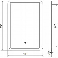 Obdélníkové zrcadlo MEXEN ZUSA 50x70 cm - s LED podsvícením a vyhříváním, 9808-050-070-611-00