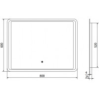 Obdélníkové zrcadlo MEXEN ZUSA 80x60 cm - s LED podsvícením a vyhříváním, 9808-080-060-611-00