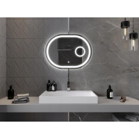 Oválné zrcadlo MEXEN UMBA 80x60 cm - s LED podsvícením, zvětšovací lupou a vyhříváním, 9822-080-060-611-00