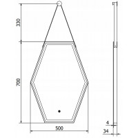 Závěsné hexa zrcadlo MEXEN ORLA 50x70 cm - s LED podsvícením a vyhříváním, 9815-050-070-611-70