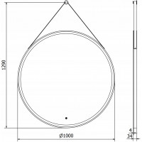 Závěsné kulaté zrcadlo MEXEN RENI 100 cm - s LED podsvícením a vyhříváním, 9812-100-100-611-70