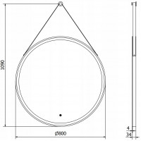 Závěsné kulaté zrcadlo MEXEN RENI 80 cm - s LED podsvícením a vyhříváním, 9812-080-080-611-70