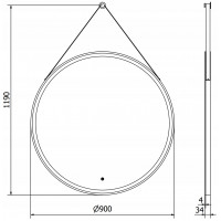 Závěsné kulaté zrcadlo MEXEN RENI 90 cm - s LED podsvícením a vyhříváním, 9812-090-090-611-70