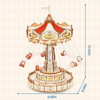 ROBOTIME Rokr Svítící 3D dřevěné puzzle Hrací skříňka: Řetízkový kolotoč 289 dílků