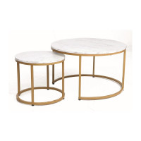 Konferenční stolek DERYL - bílý mramor/zlatý