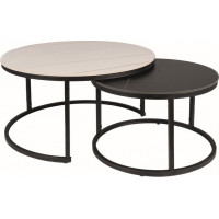 Konferenční stolek FORTUNE 80 - bílý a černý mramor/černý mat