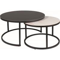 Konferenční stolek FORTUNE 80 - černý a bílý mramor/černý mat
