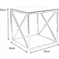 Konferenční stolek ELOY 55x55 - kouřové sklo/zlatý