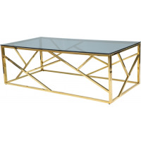Konferenční stolek EDGE A 120x60 - kouřové sklo/zlatý