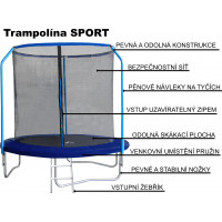 PIXINO Trampolína Sport 366 cm s ochrannou sítí a žebříkem