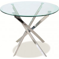Jídelní kulatý stůl ALTAIR 90 - tvrzené sklo - sklo/chrom