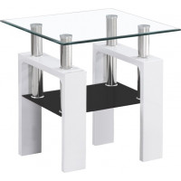 Konferenční stolek LENNOX 60x60 - sklo/bílá