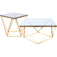 Konferenční stolek STELLARO II - 50x50 kouřové sklo/zlatý