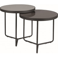Set kulatých konferenčních stolků PRISCILLA - šedý/černý