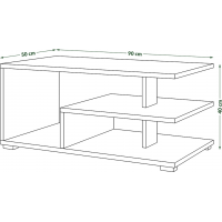 Konferenční stolek CHAD 90x50 - dub sonoma/bílý