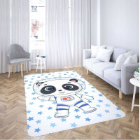 Dětský pěnový koberec PANDA hvězdičky - 100x150 cm - modrý
