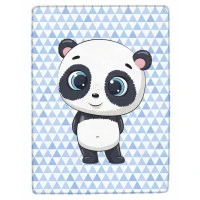 Dětský pěnový koberec PANDA trojúhelníky - 120x160 cm - modrý