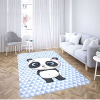 Dětský pěnový koberec PANDA trojúhelníky - 120x160 cm - modrý