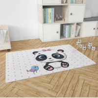 Dětský pěnový koberec PANDA puntíky - 100x150 cm - růžový