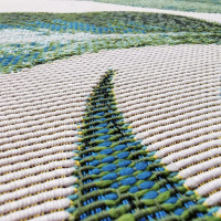 Kusový koberec JUNGLE listy - šedý/žlutý