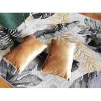 Kusový koberec JUNGLE listy - šedý/žlutý