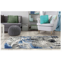 Kusový koberec JUNGLE listy - šedý/modrý